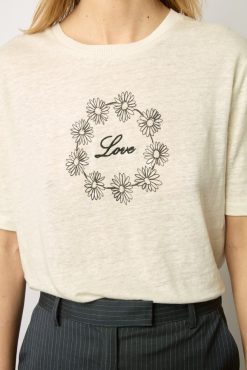 Gerard Darel Tshirt Love En Lin Ecru - Marieta | Tops & Sweats