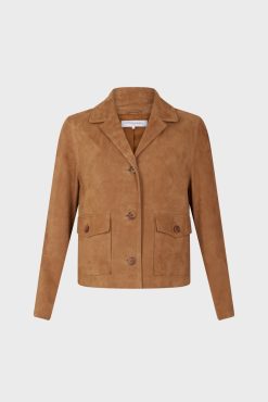 Gerard Darel Veste Tailleur Cuir Velours Beige - Jasmine | Cuirs & Peaux