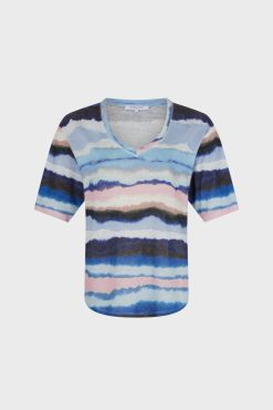 Gerard Darel Tshirt V Aquarelle En Lin Electrique - Misia | Tops & Sweats