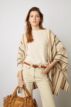 Gerard Darel Poncho Cachemire Raye Sable - Lucinde | Etoles & Foulards