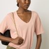 Gerard Darel T-Shirt Col Tunisien Coton Rose - Maurine | Tops & Sweats