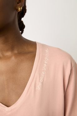 Gerard Darel T-Shirt Col Tunisien Coton Rose - Maurine | Tops & Sweats