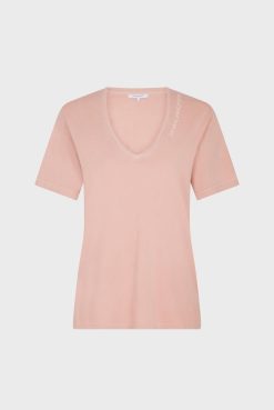 Gerard Darel T-Shirt Col Tunisien Coton Rose - Maurine | Tops & Sweats