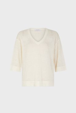 Gerard Darel Pull Col V En Lin Ecru - Lee | Maille