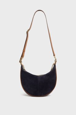 Gerard Darel Sac Demi-Lune En Cuir Velours Bleu - Suzanne | Sacs A Bandouliere