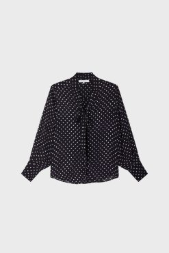 Gerard Darel Chemise A Pois En Crepe Marine - Apolline | Chemises & Blouses