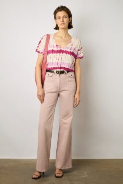 Gerard Darel Tshirt Tie And Dye En Lin Fuchsia - Melane | Tops & Sweats