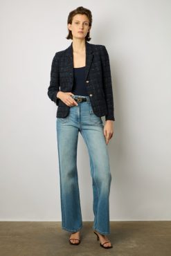 Gerard Darel Blazer En Tweed A Carreaux Marine - Bellie | Costumes & Ensembles