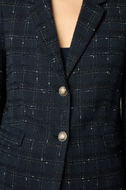 Gerard Darel Blazer En Tweed A Carreaux Marine - Bellie | Costumes & Ensembles