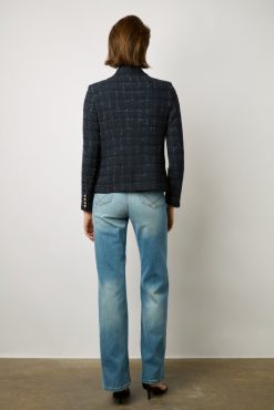 Gerard Darel Blazer En Tweed A Carreaux Marine - Bellie | Costumes & Ensembles