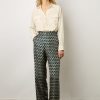 Gerard Darel Pantalon Large En Soie Marine - Chanael | Costumes & Ensembles