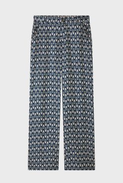 Gerard Darel Pantalon Large En Soie Marine - Chanael | Costumes & Ensembles