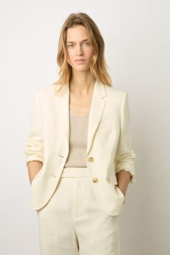 Gerard Darel Veste Unie En Lin Melange Ecru - Beck | Costumes & Ensembles