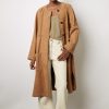 Gerard Darel Manteau Long En Cuir Velours Camel - John | Cuirs & Peaux