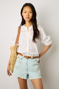 Gerard Darel Chemise A Broderies Blanc - Ayate | Chemises & Blouses