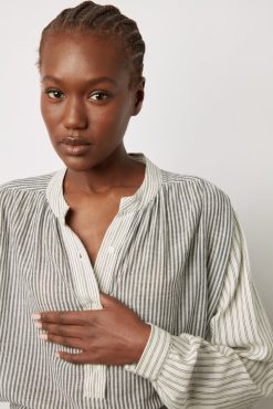 Gerard Darel Blouse Rayee En Coton Ecru - Ambre | Chemises & Blouses