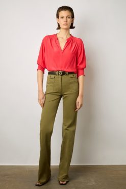 Gerard Darel Blouse Satinee Froncee Corail - Angela | Chemises & Blouses