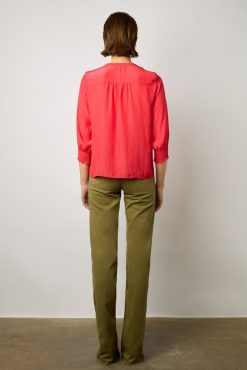 Gerard Darel Blouse Satinee Froncee Corail - Angela | Chemises & Blouses