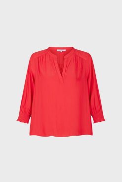 Gerard Darel Blouse Satinee Froncee Corail - Angela | Chemises & Blouses