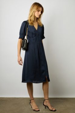 Gerard Darel Robe Midi Cintree Marine - Elonie | Robes