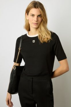 Gerard Darel Tshirt Col Rond A Logo Noir - Marlyne | Tops & Sweats