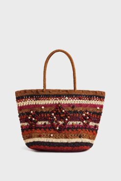 Gerard Darel Panier En Raphia Bordeaux - Anouk | Raphia & Crochet