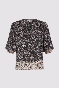 Gerard Darel Blouse Imprime Floral Noir - Allyn | Chemises & Blouses