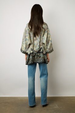 Gerard Darel Kimono Imprime En Soie Indigo - Brunella | Costumes & Ensembles