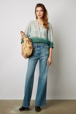 Gerard Darel Blouse Tie And Dye Brodee Vert D'Eau - Alyff | Chemises & Blouses