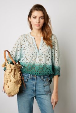 Gerard Darel Blouse Tie And Dye Brodee Vert D'Eau - Alyff | Chemises & Blouses