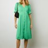 Gerard Darel Robe Midi Cintree Smocks Emeraude - Elonie | Robes