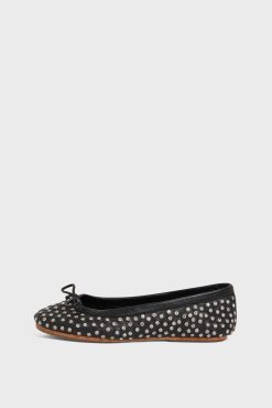 Gerard Darel Ballerines En Cuir Noir Strass Noir - Mia | Chaussures