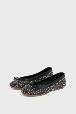 Gerard Darel Ballerines En Cuir Noir Strass Noir - Mia | Chaussures