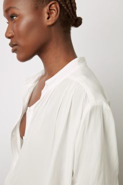 Gerard Darel Blouse Unie Satinee Blanc - Alice | Chemises & Blouses