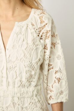 Gerard Darel Robe Midi En Broderies Blanc - Eleonie | Robes