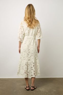 Gerard Darel Robe Midi En Broderies Blanc - Eleonie | Robes