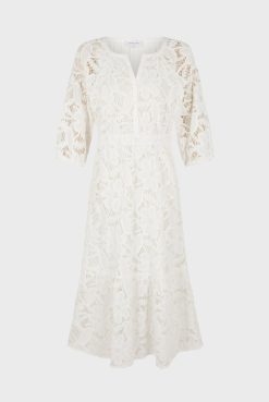 Gerard Darel Robe Midi En Broderies Blanc - Eleonie | Robes