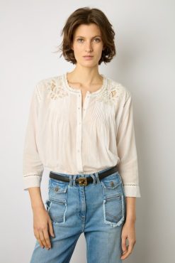 Gerard Darel Blouse Brodee Blanc - Aaya | Chemises & Blouses