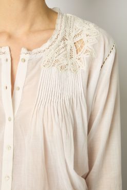 Gerard Darel Blouse Brodee Blanc - Aaya | Chemises & Blouses