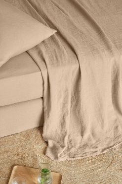 Gerard Darel Grand Drap Plat En Lin Lave - Brun Clair | Draps Plats