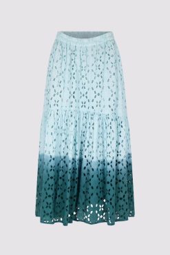 Gerard Darel Jupe Broderie Tie & Dye Vert D'Eau - Derine | Jupes