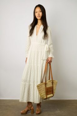 Gerard Darel Robe Longue Blanche Brodee Blanc - Etann | Robes