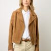 Gerard Darel Veste Biker En Cuir Velours Caramel - Maud | Cuirs & Peaux