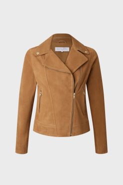 Gerard Darel Veste Biker En Cuir Velours Caramel - Maud | Cuirs & Peaux