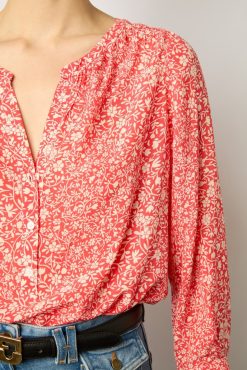 Gerard Darel Blouse Fluide A Fleurs Corail - Antelona | Chemises & Blouses