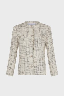 Gerard Darel Veste Mi-Longue En Tweed Ecru - Brenda | Vestes