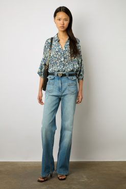 Gerard Darel Chemisette Fluide A Imprime Indigo - Ashe | Chemises & Blouses