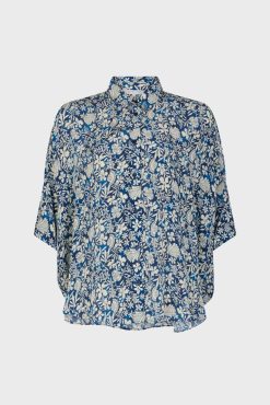 Gerard Darel Chemisette Fluide A Imprime Indigo - Ashe | Chemises & Blouses