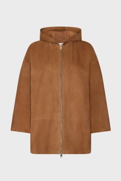 Gerard Darel Manteau A Capuche Cuir Cigare - Jenifer | Cuirs & Peaux