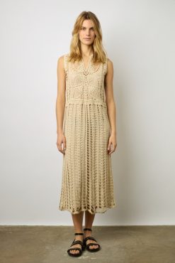 Gerard Darel Robe Midi En Crochet Naturel - Edena | Robes